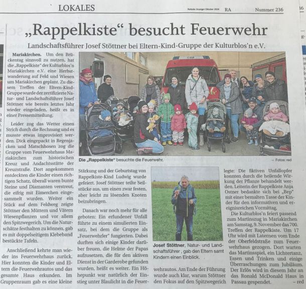 Zeitungsbericht im Rottaler Anzeiger im Oktober 2024