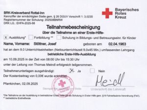 Erste Hilfe Ausbildung 2025